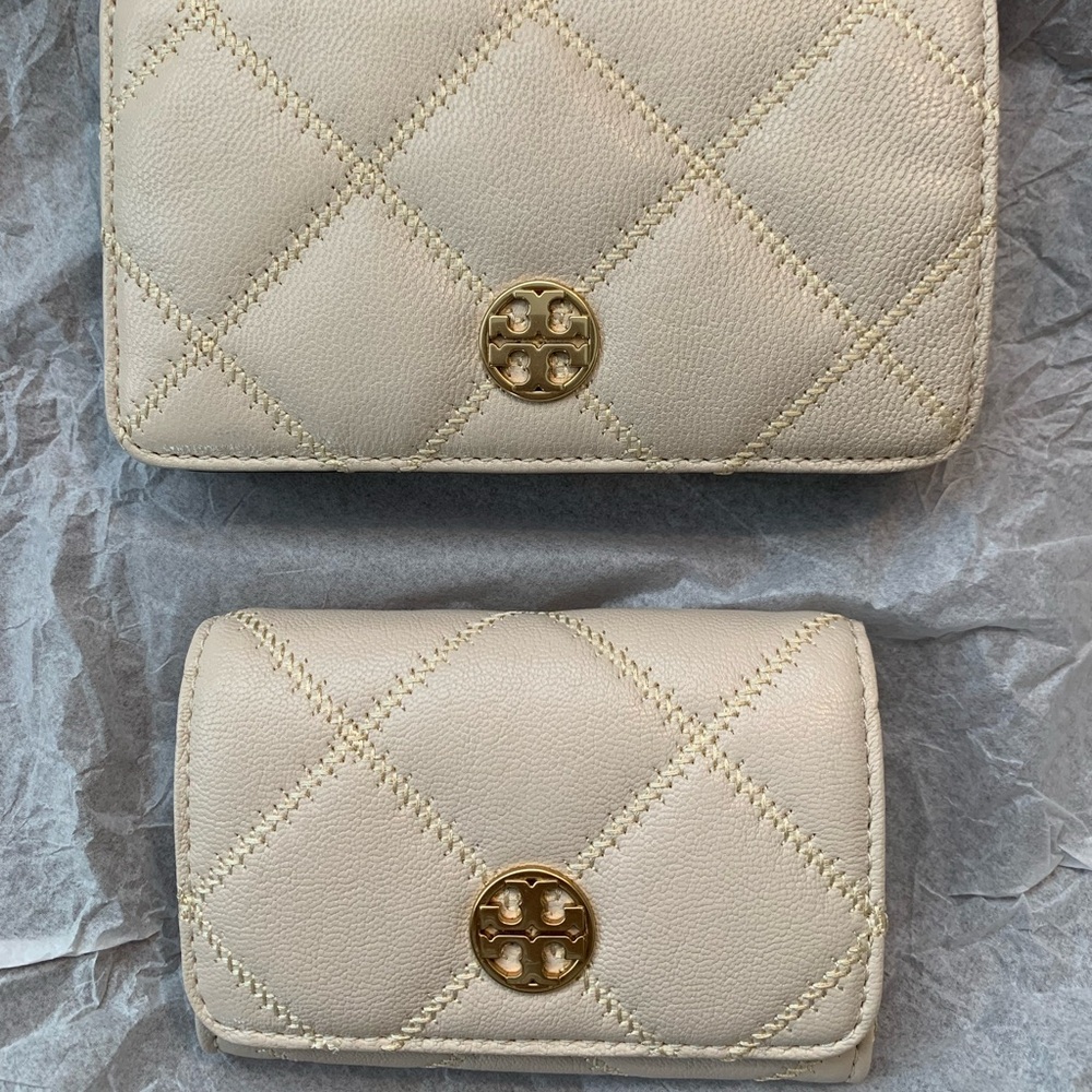 Tory Burch Cream Quilted Leather Bag with Gold Hardware